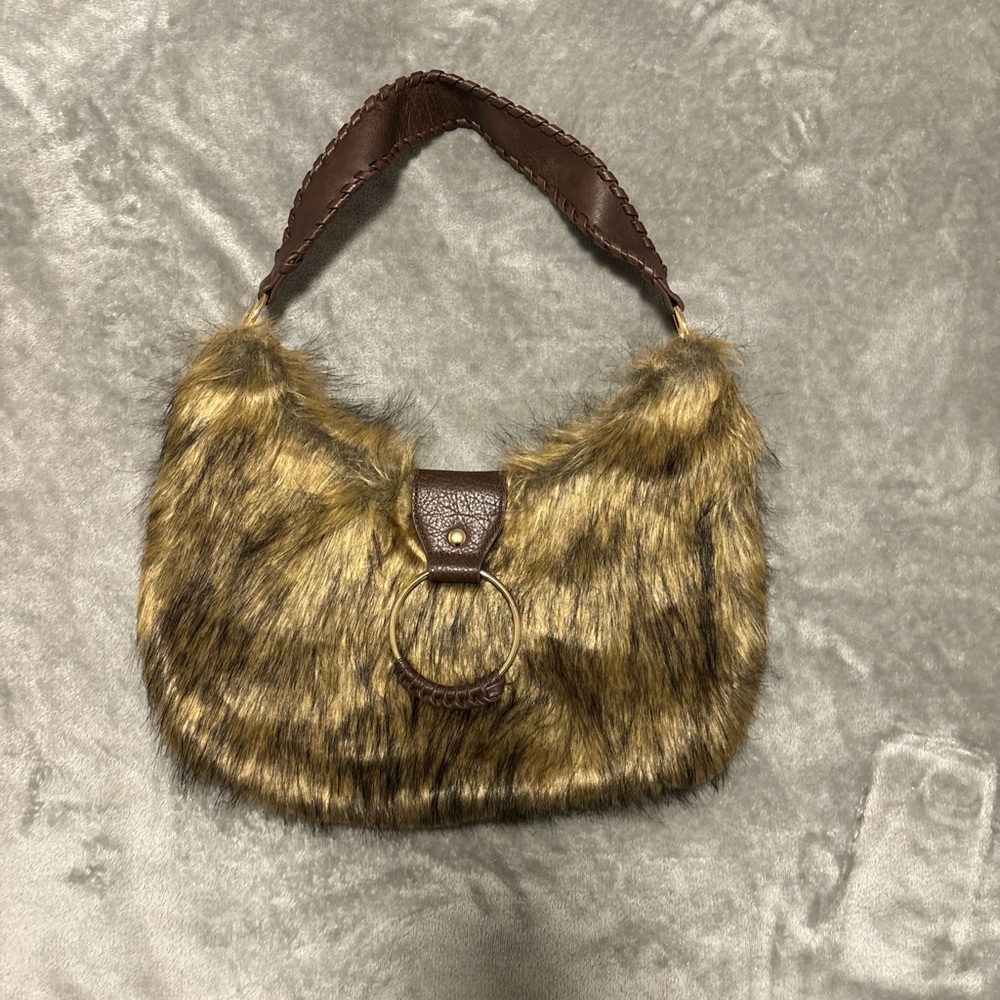 Urban Outfitters Brown Faux Fur Shoulder Bag